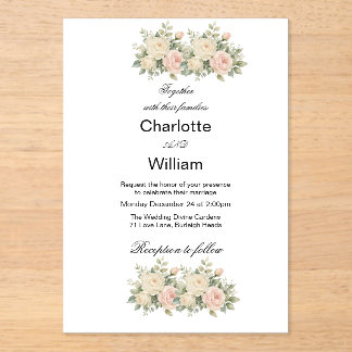 Simple Minimal eucalyptus floral Wedding Acrylic Invitations