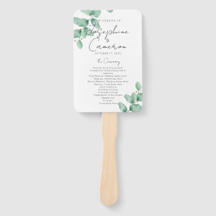 Simple Minimal Eucalyptus Wedding Program Fan