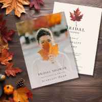 Simple Minimal Fall Leaf Cream Photo Bridal Shower