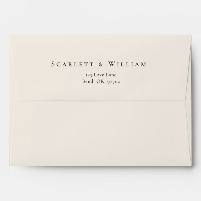 Simple Minimal Fall Leaf Cream Wedding Envelope (Back (Top Flap))