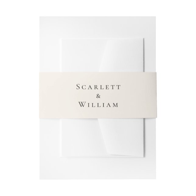 Simple Minimal Fall Leaf Cream Wedding Invitation Belly Band (Front Example)