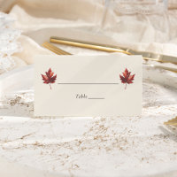 Simple Minimal Fall Leaf Cream Wedding