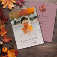 Simple Minimal Fall Leaf Mauve Photo Bridal Shower