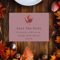 Simple Minimal Fall Leaf Mauve Wedding