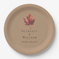 Simple Minimal Fall Leaf Terracotta Wedding