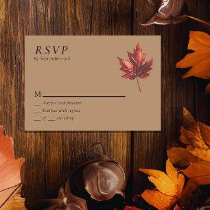 Simple Minimal Fall Leaf Terracotta Wedding RSVP