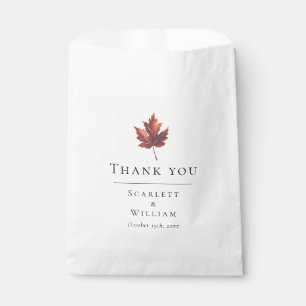 Simple Minimal Fall Leaf White Wedding Treat Bag