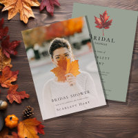 Simple Minimal Fall Sage Green Photo Bridal Shower