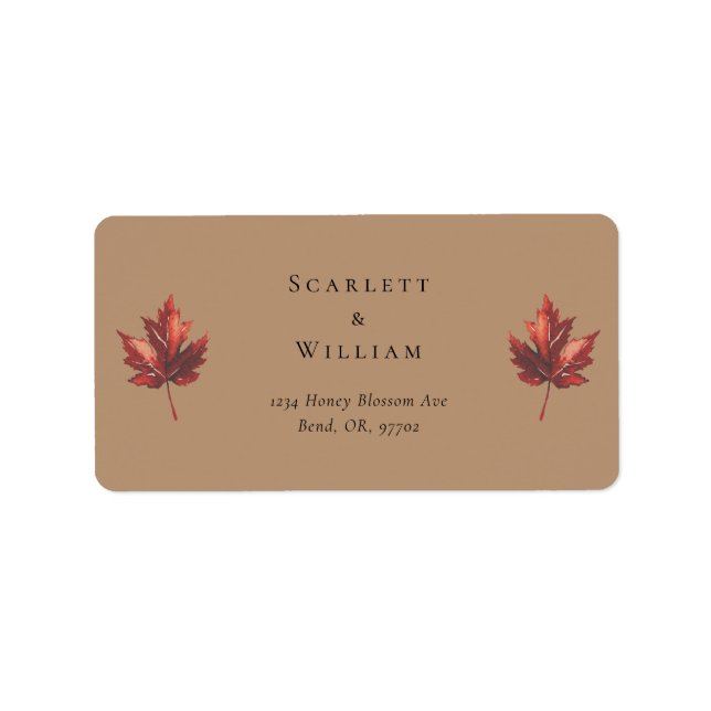 Simple Minimal Fall Terracotta Wedding Address Label (Front)