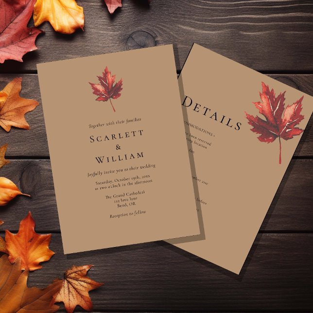 Simple Minimal Fall Terracotta Wedding Details And Invitation (Creator Uploaded)