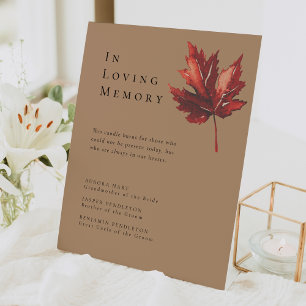 Simple Minimal Fall Terracotta Wedding Memorial Pedestal Sign