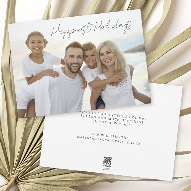 Simple Minimal Family Photo Merriest Christmas  Holiday Card (Available in both printed and instant download formats.)