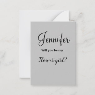 Simple minimal flower girl proposal grey card