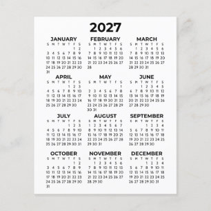 Simple Minimal Full Year View 2027 Calendar Flyer