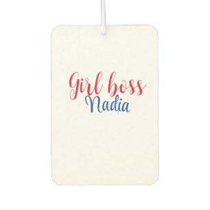 simple minimal girl boss add name text image busin car air freshener