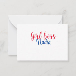 simple minimal girl boss add name text image busin card