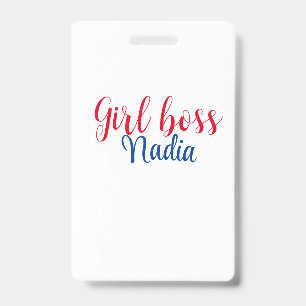 simple minimal girl boss add name text image busin ID badge