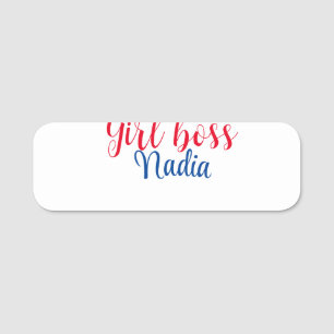 simple minimal girl boss add name text image busin name tag