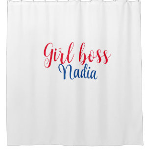 simple minimal girl boss add name text image busin shower curtain