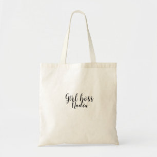 simple minimal girl boss add name text image busin tote bag