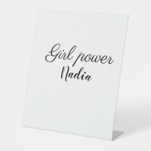 simple minimal girl power add name text image busi pedestal sign