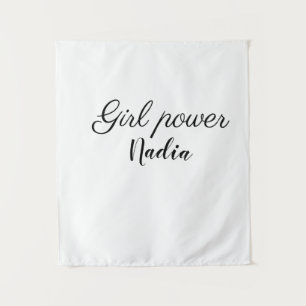 simple minimal girl power add name text image busi tapestry
