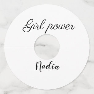 simple minimal girl power add name text image busi wine glass tag