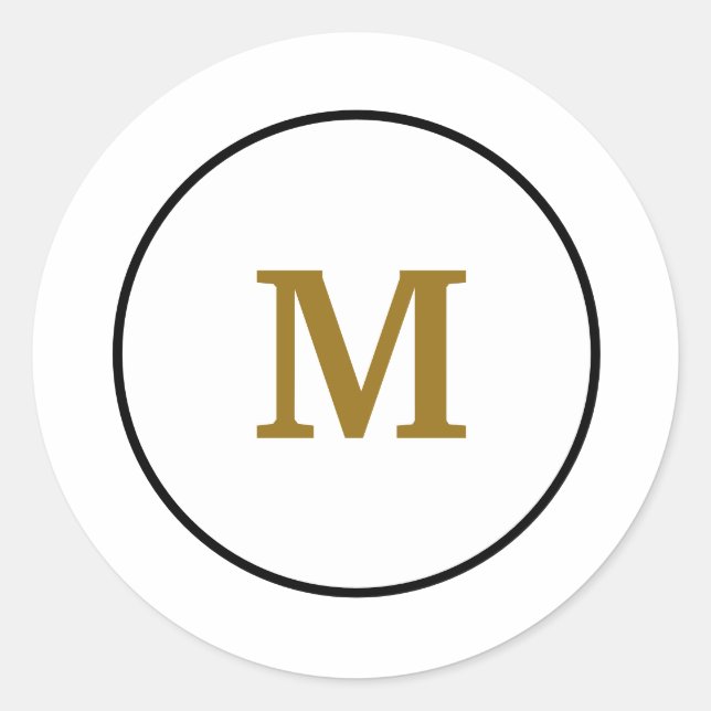 simple minimal gold monogram personalised modern classic round sticker (Front)
