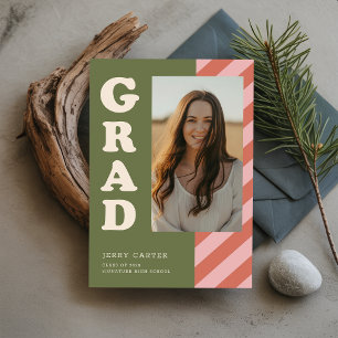 Simple Minimal Grad Photo Graduation Thank You Postcard