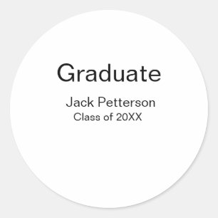 simple minimal graduate add name modern class classic round sticker