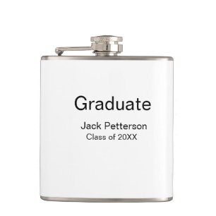 simple minimal graduate add name modern class hip flask