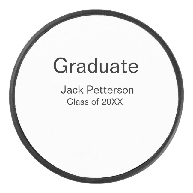 simple minimal graduate add name modern class  hockey puck (Front)