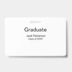 simple minimal graduate add name modern class  ID badge
