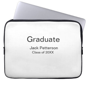 simple minimal graduate add name modern class laptop sleeve