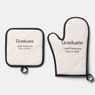 simple minimal graduate add name modern class oven mitt & pot holder set