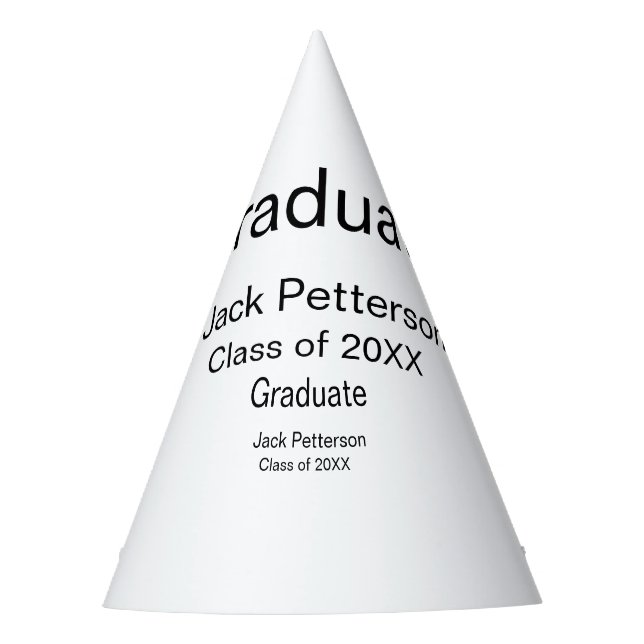 simple minimal graduate add name modern class  party hat (Front)