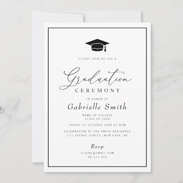 simple minimal graduation ceremony invitation (Front)