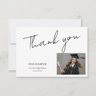 Simple Minimal Graduation Flat Thank You Card