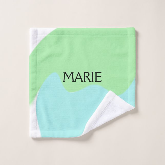 SIMPLE MINIMAL GREEN ADD YOUR NAME TEXT GIFT       BATH TOWEL SET (Wash Cloth)