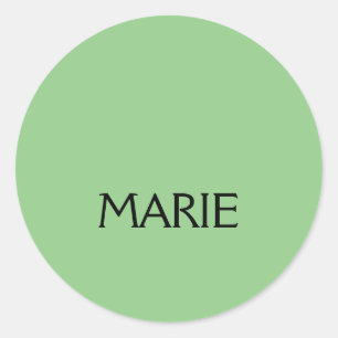 SIMPLE MINIMAL GREEN ADD YOUR NAME TEXT GIFT CLASSIC ROUND STICKER