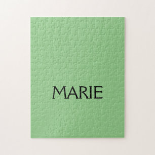 SIMPLE MINIMAL GREEN ADD YOUR NAME TEXT GIFT JIGSAW PUZZLE
