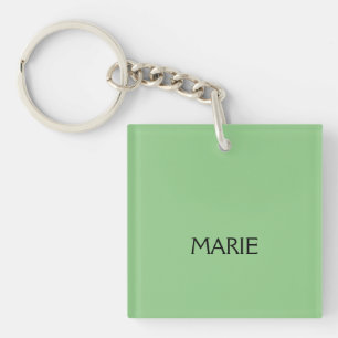 SIMPLE MINIMAL GREEN ADD YOUR NAME TEXT GIFT KEY RING