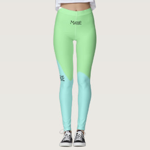 SIMPLE MINIMAL GREEN ADD YOUR NAME TEXT GIFT LEGGINGS