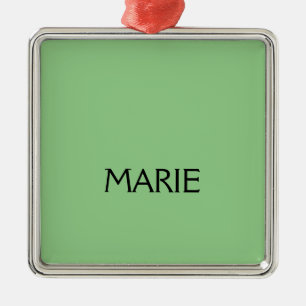 SIMPLE MINIMAL GREEN ADD YOUR NAME TEXT GIFT METAL TREE DECORATION
