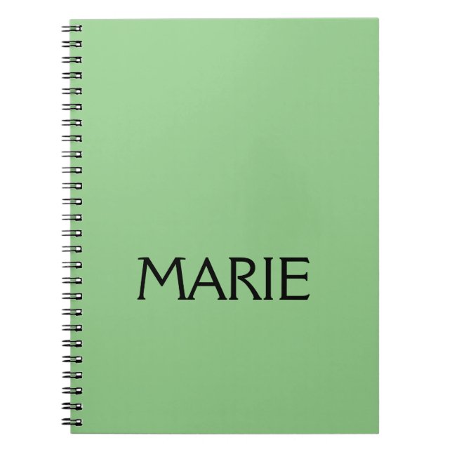 SIMPLE MINIMAL GREEN ADD YOUR NAME TEXT GIFT  NOTEBOOK (Front)