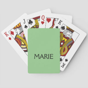 SIMPLE MINIMAL GREEN ADD YOUR NAME TEXT GIFT  PLAYING CARDS