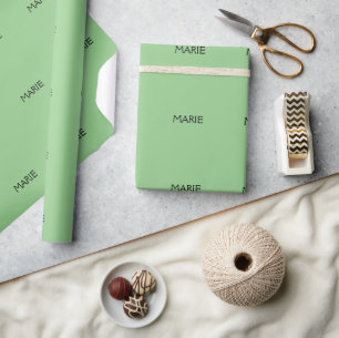 SIMPLE MINIMAL GREEN ADD YOUR NAME TEXT GIFT WRAPPING PAPER