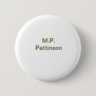 Simple minimal green add your text name photo cust 6 cm round badge