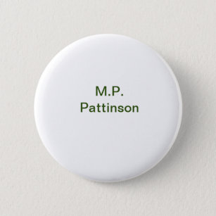 Simple minimal green add your text name photo cust 6 cm round badge