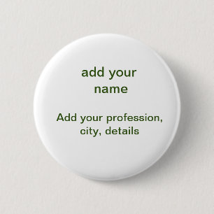 Simple minimal green add your text name photo cust 6 cm round badge